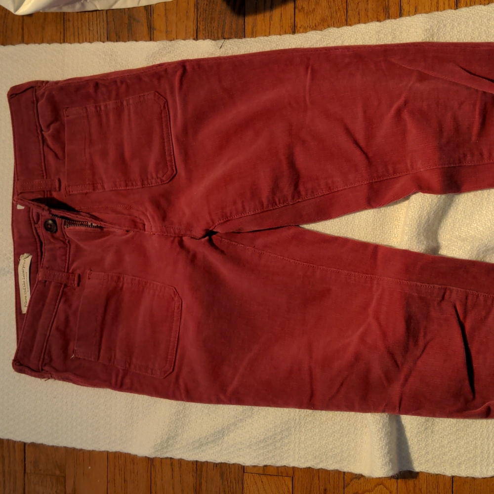 Anthropologie ankle high rise skinny magenta corderoy